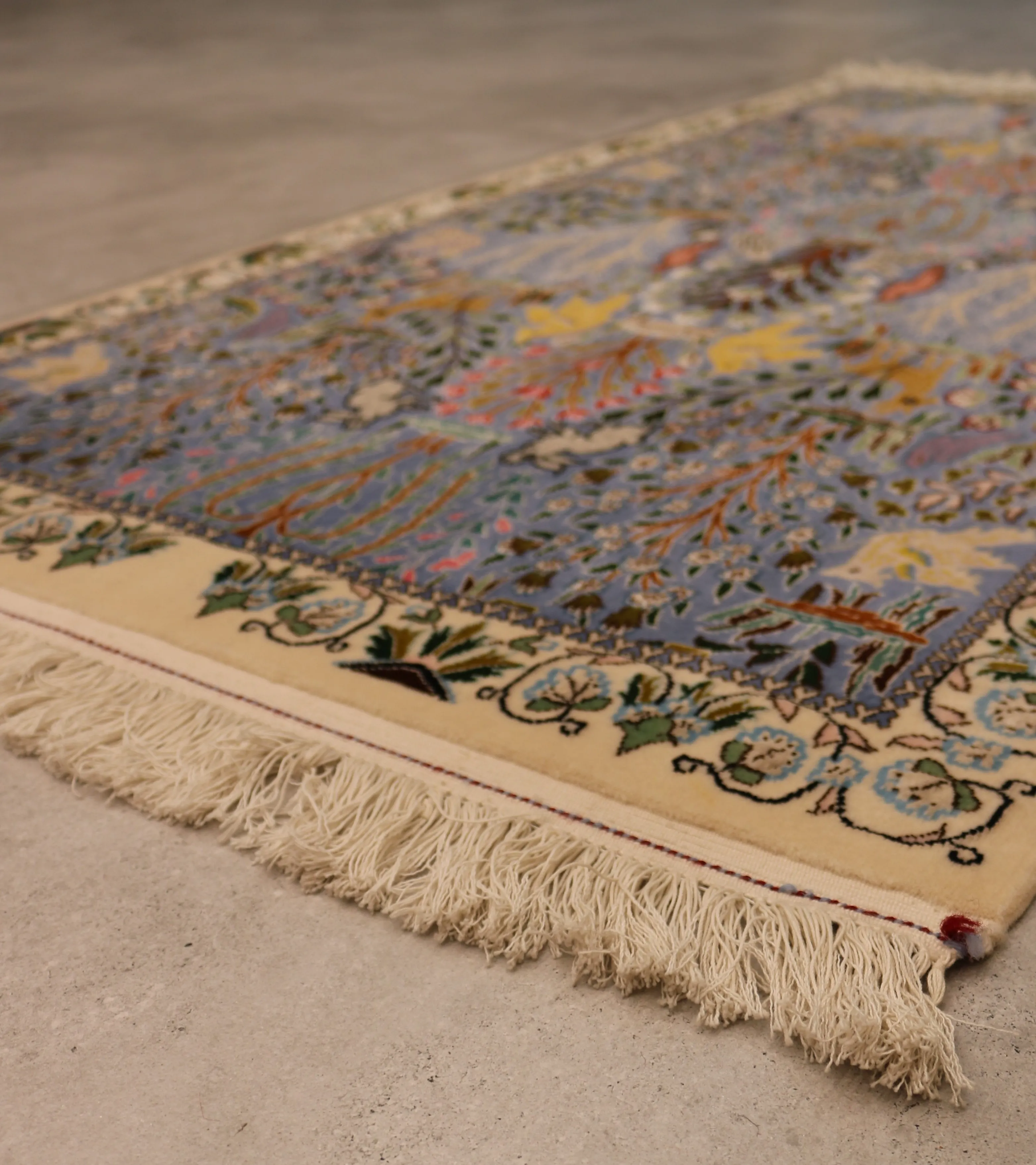 Exquisite Handwoven Nain Carpet with Luxurious Tree Design